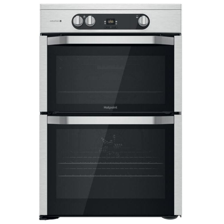 Hotpoint HDM67I9H2CX 60cm Electric Cooker in Silver Double Oven Induction Hob | Atlantic Electrics