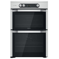Thumbnail Hotpoint HDM67I9H2CX 60cm Electric Cooker in Silver Double Oven Induction Hob | Atlantic Electrics- 39477937995999