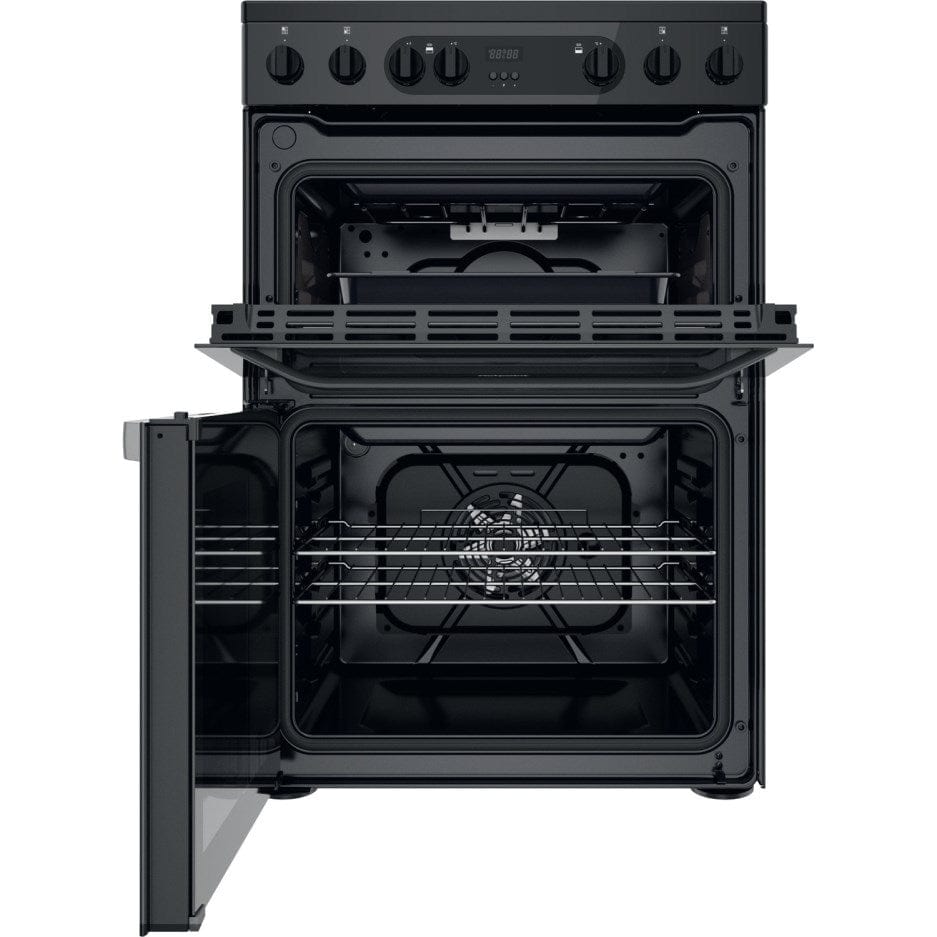 Hotpoint HDM67V9CMB 60cm Double Oven Electric Cooker - Black | Atlantic Electrics