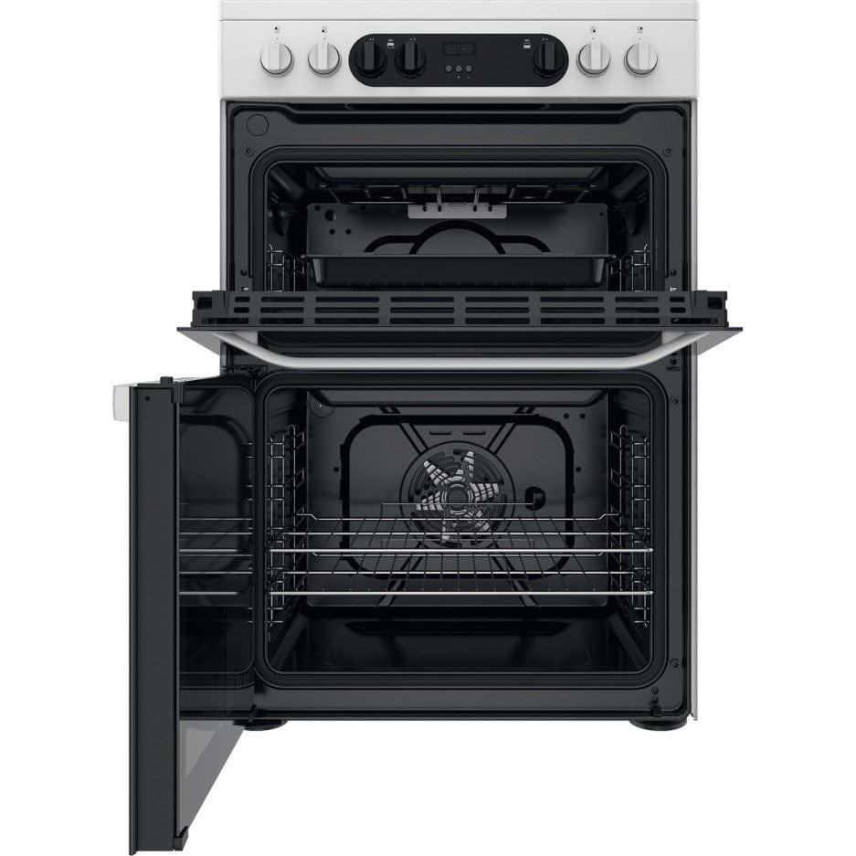 Hotpoint HDM67V9CMW 60cm Double Oven Electric Cooker - White | Atlantic Electrics - 39477937799391 