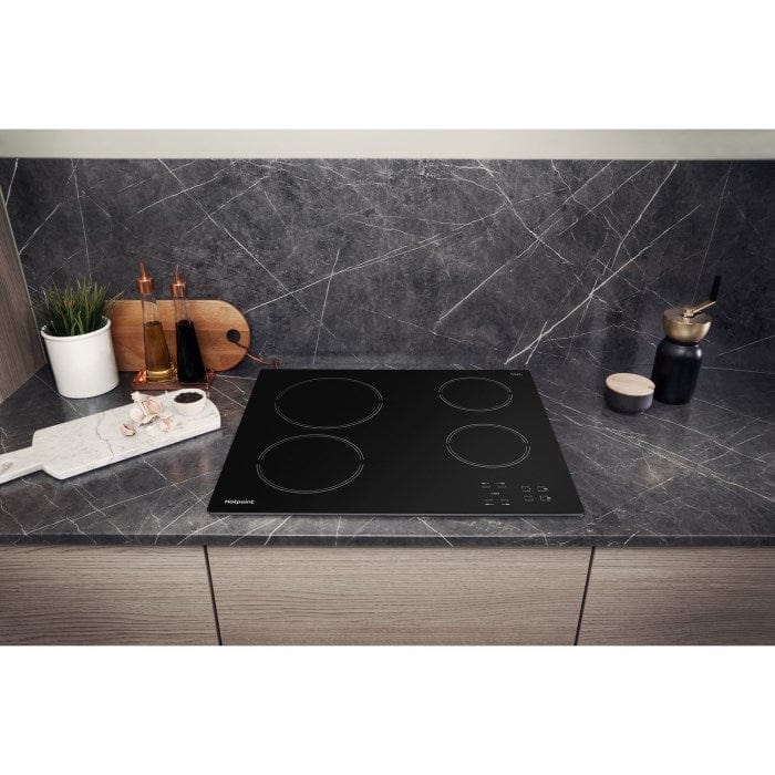 HOTPOINT HR612CH 4 Zone Crystal Finish CeramicTouch Control Hob in Black - Atlantic Electrics - 39478012936415 