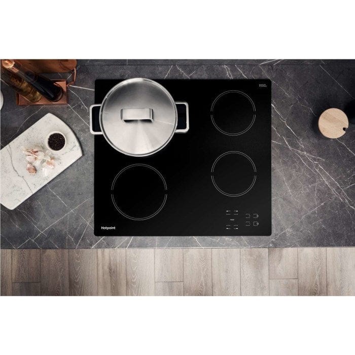 HOTPOINT HR612CH 4 Zone Crystal Finish CeramicTouch Control Hob in Black - Atlantic Electrics - 39478013034719 