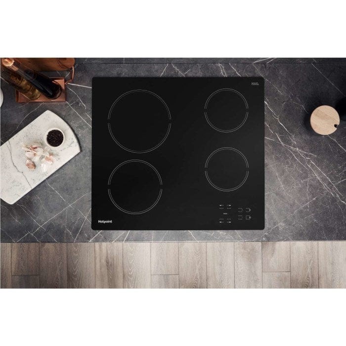HOTPOINT HR612CH 4 Zone Crystal Finish CeramicTouch Control Hob in Black - Atlantic Electrics - 39478012969183 