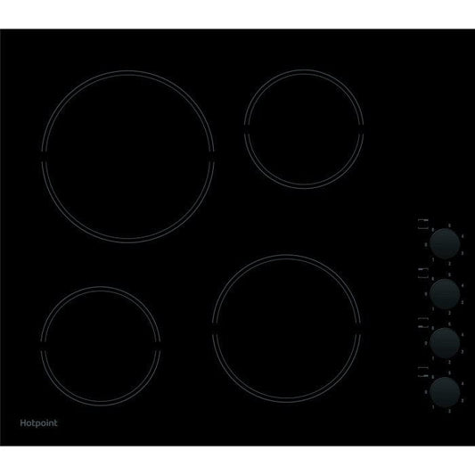 HOTPOINT HR619CH 58cm Four Zone Ceramic Hob With Side Controls - Black | Atlantic Electrics