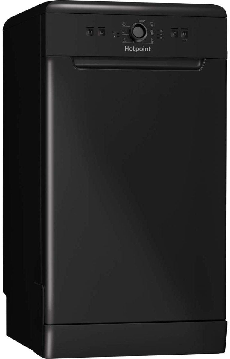 Hotpoint HSFE1B19B Aquarius Slimline 10 Place Freestanding Dishwasher - Black | Atlantic Electrics - 39478011920607 