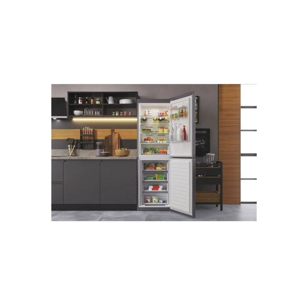 Hotpoint HTFC850TI1X1 322 Litre 50/50 Freestanding Total No Frost Fridge Freezer - Stainless Steel Look | Atlantic Electrics - 39478016639199 