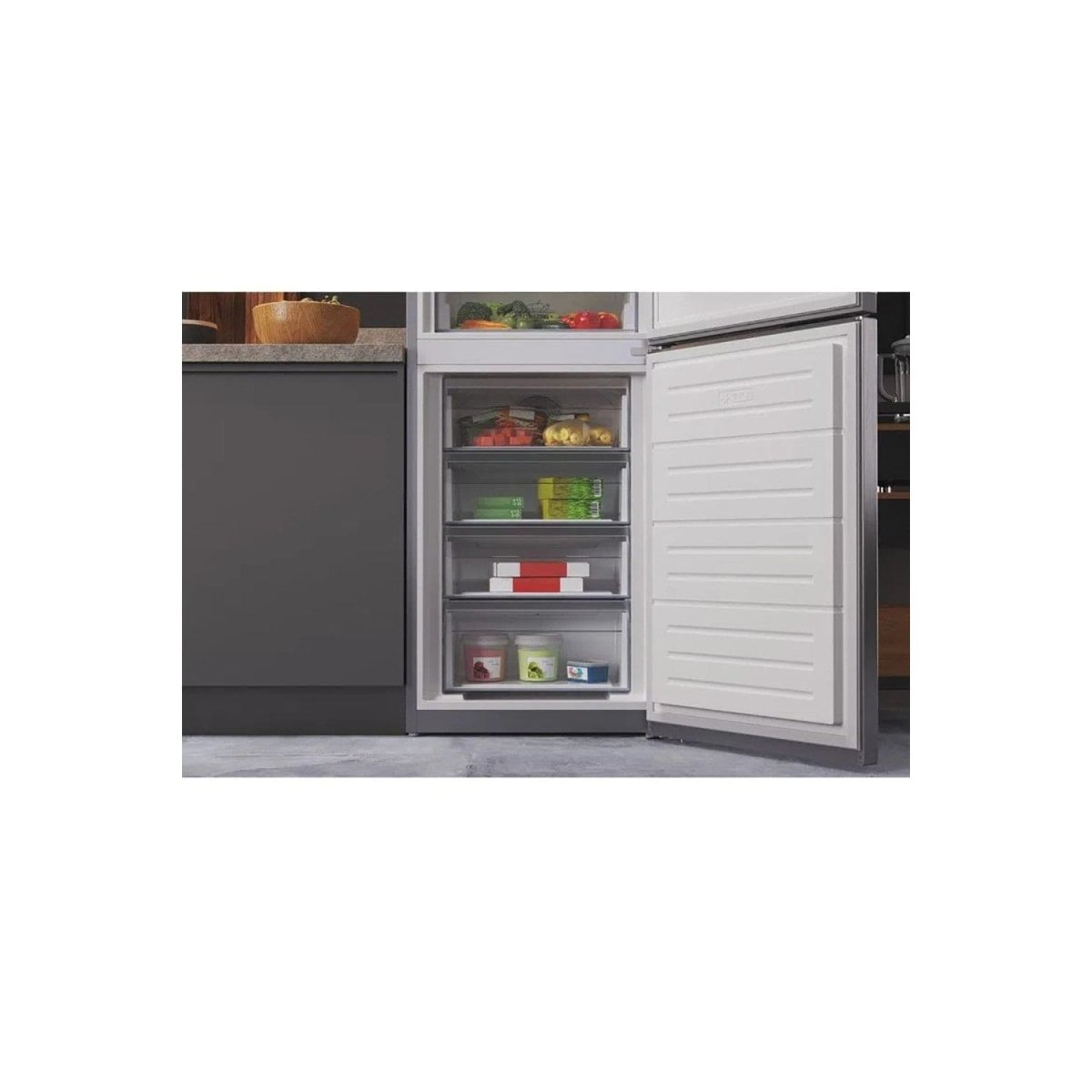 Hotpoint HTFC850TI1X1 322 Litre 50/50 Freestanding Total No Frost Fridge Freezer - Stainless Steel Look | Atlantic Electrics