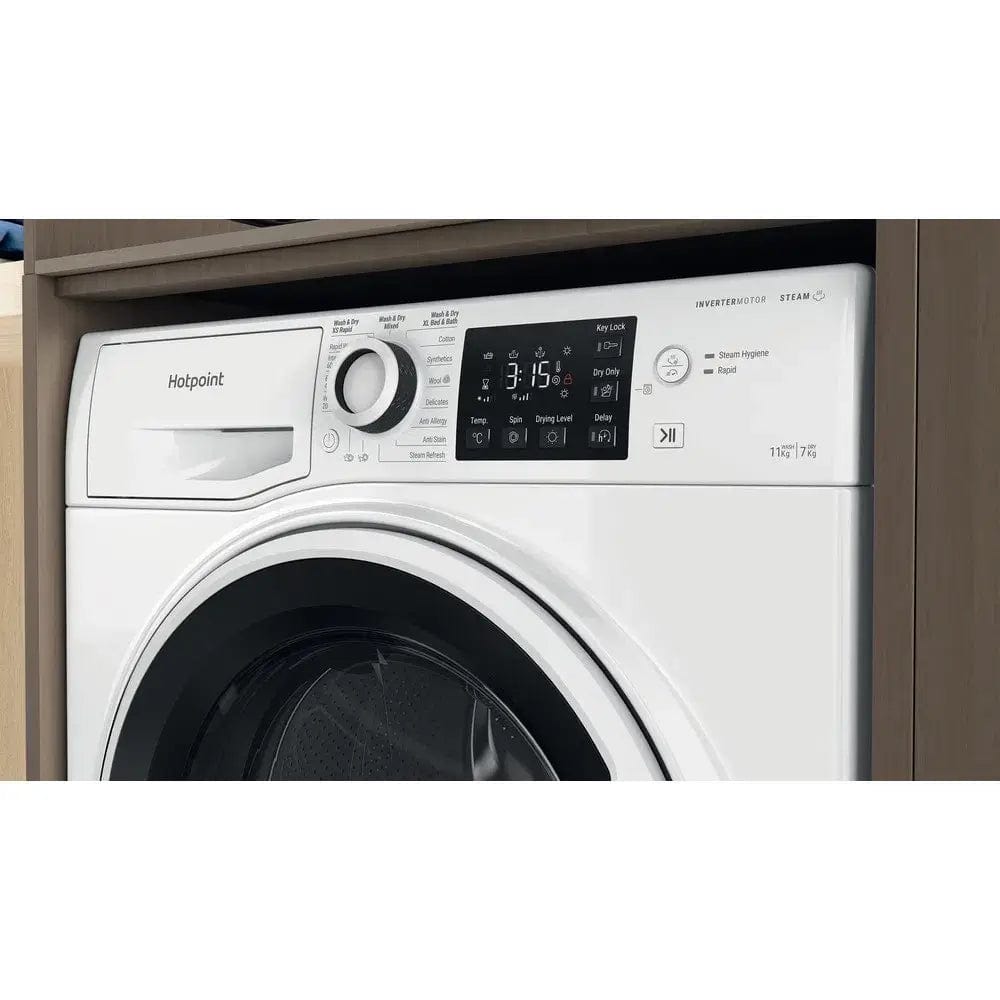 Hotpoint NDB11724WUK 11+7Kg Washer Dryer with 1600 Rpm, 59.5cm Wide - White - Atlantic Electrics - 39478023356639 