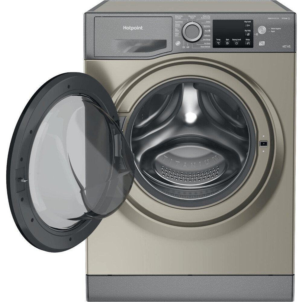 Hotpoint NDB8635GK 8kg/6kg Washer Dryer with 1400 rpm, 59.5cm Wide - Graphite | Atlantic Electrics - 39478023946463 