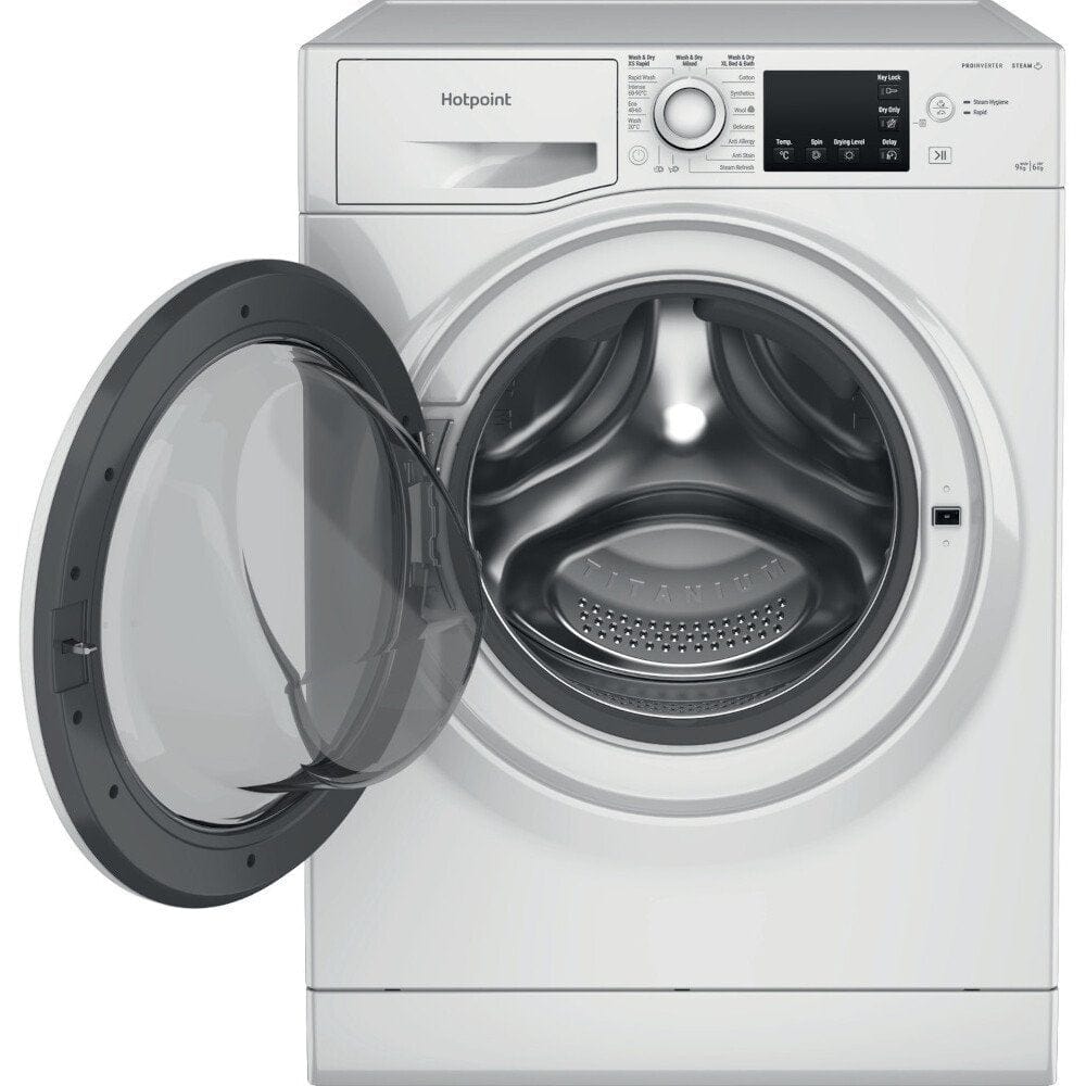 Hotpoint NDBE9635WUK 9Kg+6Kg 1400 Spin Washer Dryer - White | Atlantic Electrics
