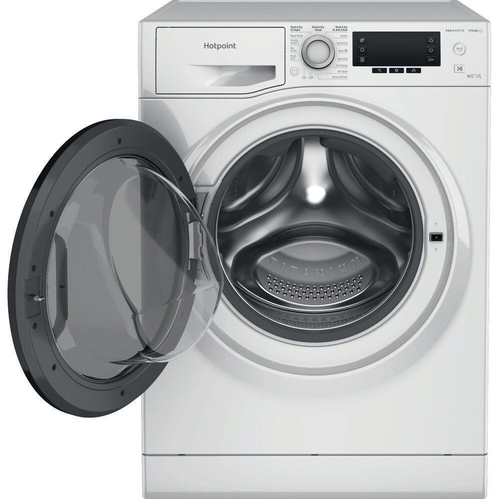 Hotpoint NDD10726DAUK 10+7Kg Washer Dryer With 1400 Rpm, 59.5cm Wide - White | Atlantic Electrics - 39478023684319 