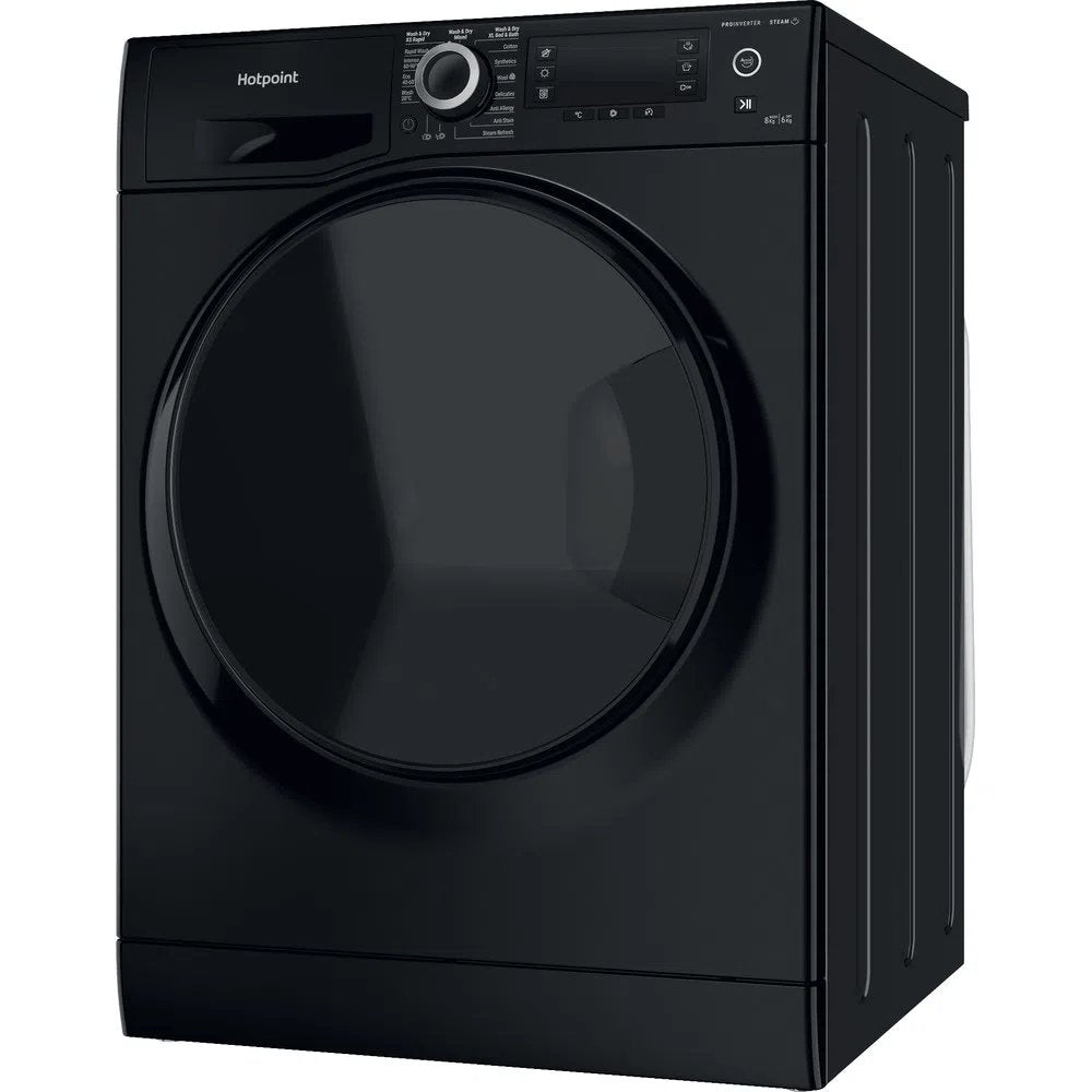 Hotpoint NDD8636BDAUK 8+6Kg Washer Dryer with 1400 rpm, 59.5cm Wide - Black - Atlantic Electrics - 39478024536287 