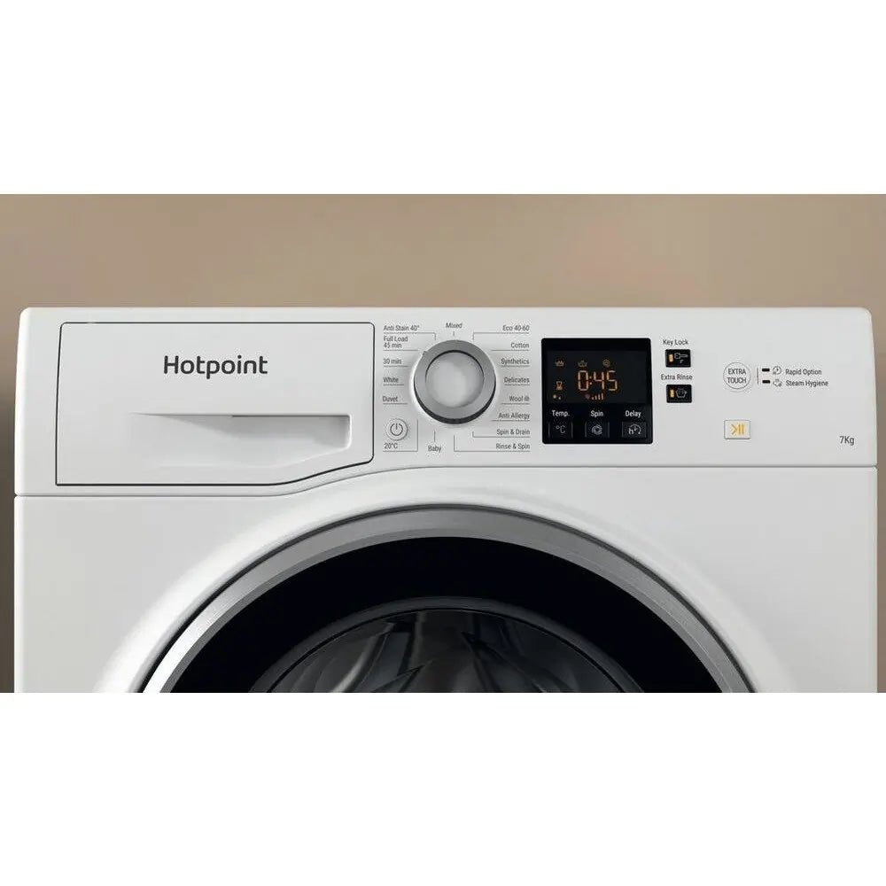 Hotpoint NSWE745CWSUK 7kg 1400 Spin Washing Machine - White - Atlantic Electrics - 40157509812447 