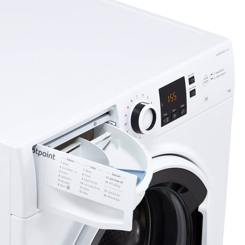 Hotpoint NSWE963CWSUKN 9kg 1600 Spin Washing Machine with Anti Stain - White - Atlantic Electrics - 39478026764511 