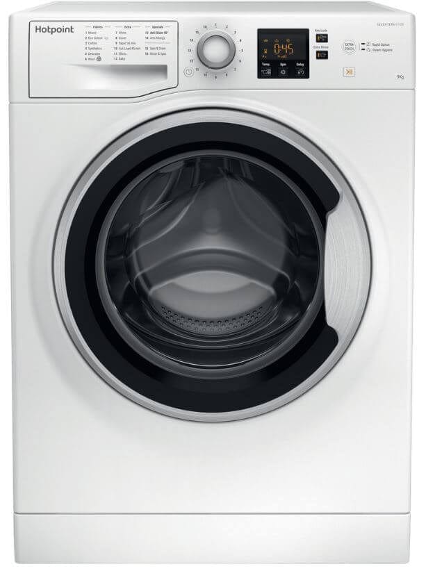 Hotpoint NSWE963CWSUKN 9kg 1600 Spin Washing Machine with Anti Stain - White - Atlantic Electrics - 39478026698975 