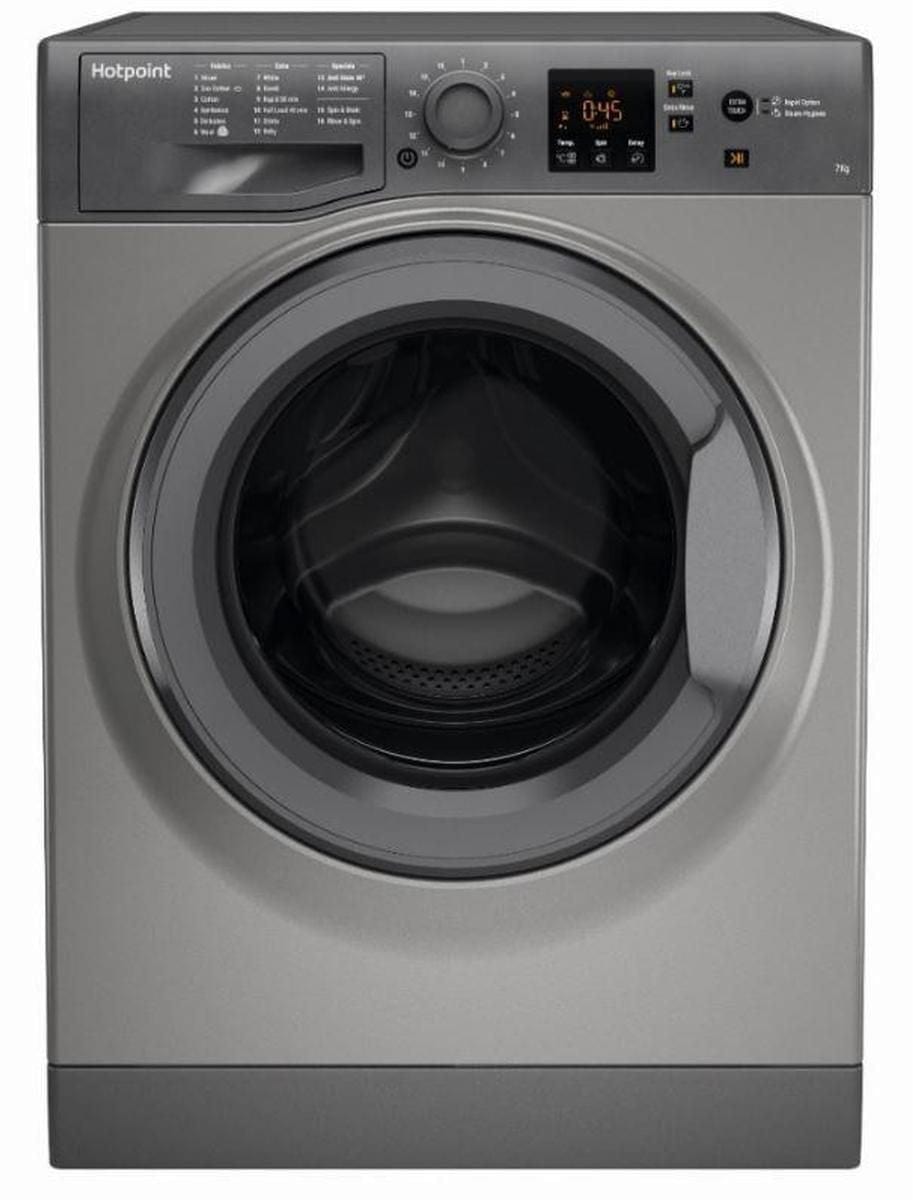 Hotpoint NSWF743UGG 7kg 1400rpm Freestanding Washing Machine - Graphite | Atlantic Electrics - 39478027256031 