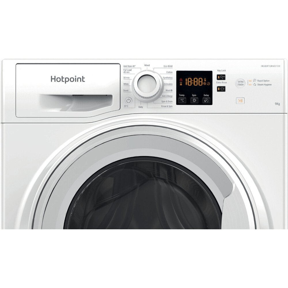 Hotpoint NSWF945CWUKN 9Kg Washing Machine, 1400 rpm, 59.5cm Wide - White | Atlantic Electrics - 39478030598367 