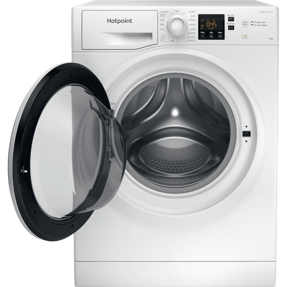 Hotpoint NSWF945CWUKN 9Kg Washing Machine, 1400 rpm, 59.5cm Wide - White | Atlantic Electrics