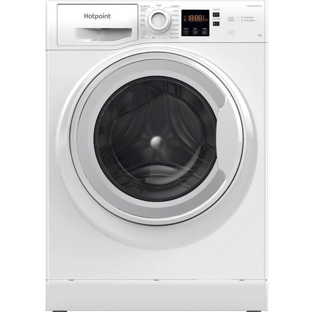 Hotpoint NSWF945CWUKN 9Kg Washing Machine, 1400 rpm, 59.5cm Wide - White | Atlantic Electrics