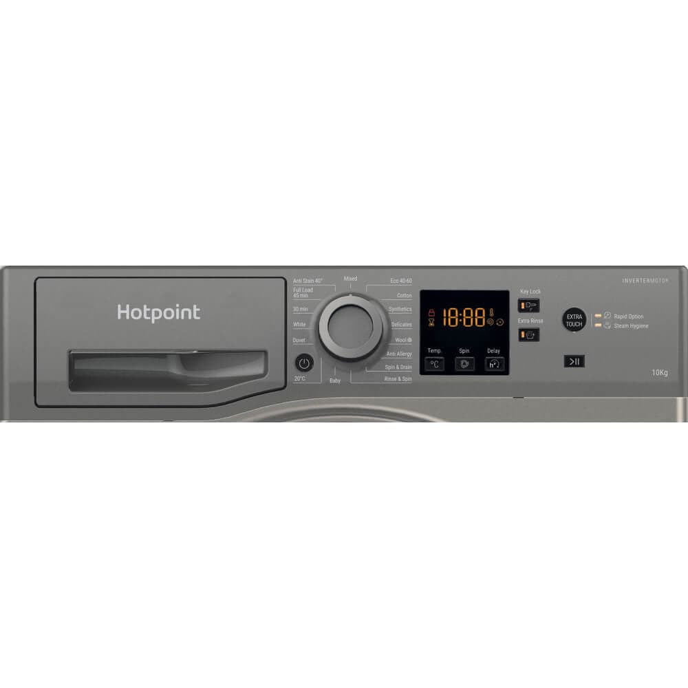 Hotpoint NSWM1043CGGUKN 10Kg Washing Machine with 1400 rpm - Graphite | Atlantic Electrics - 39478028959967 