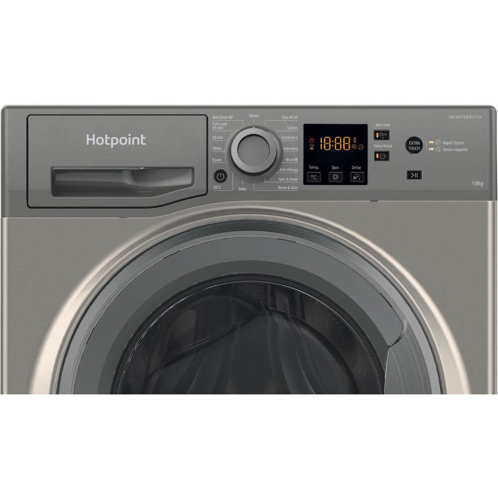 Hotpoint NSWM1043CGGUKN 10Kg Washing Machine with 1400 rpm - Graphite - Atlantic Electrics - 39478028927199 