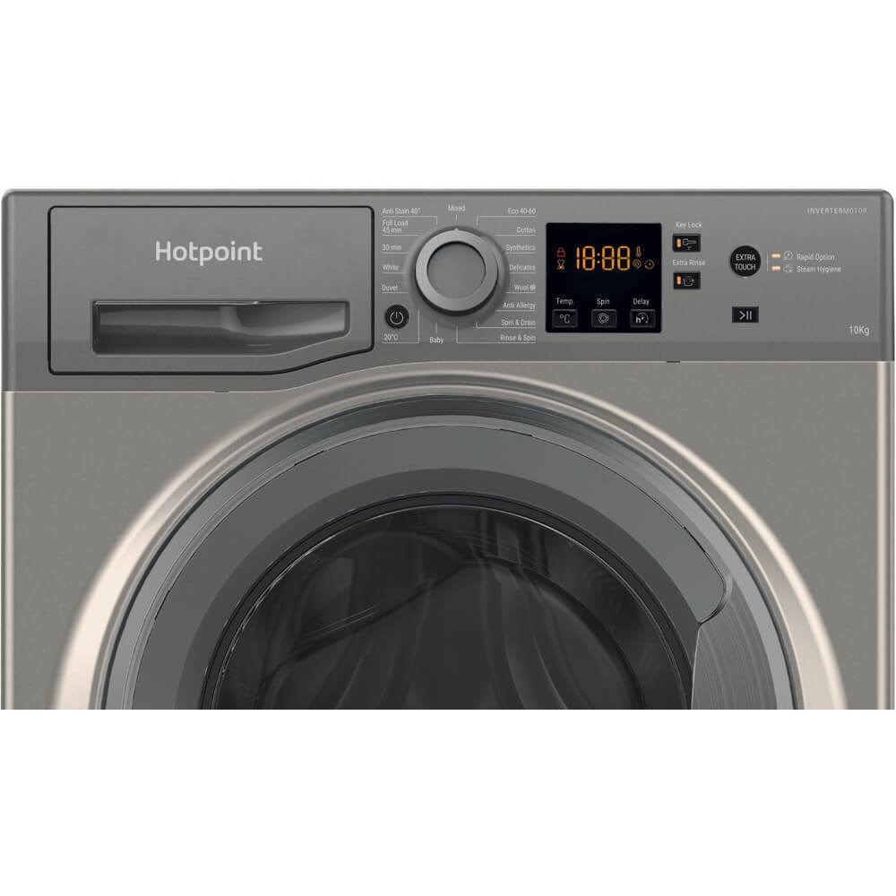 Hotpoint NSWM1043CGGUKN 10Kg Washing Machine with 1400 rpm - Graphite | Atlantic Electrics - 39478028927199 