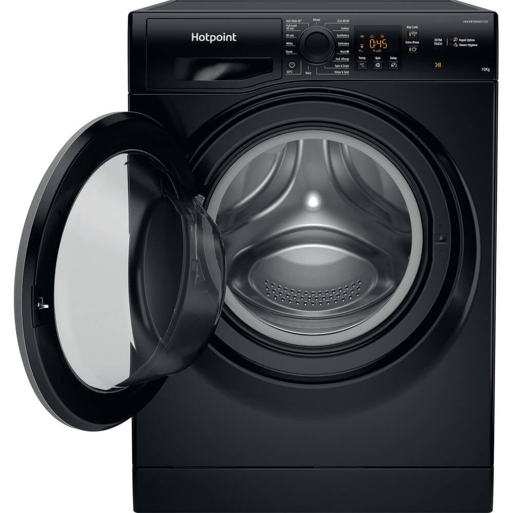 Hotpoint NSWM1044CBSUKN 10Kg Washing Machine with 1400 rpm - Black - Atlantic Electrics - 39478031089887 