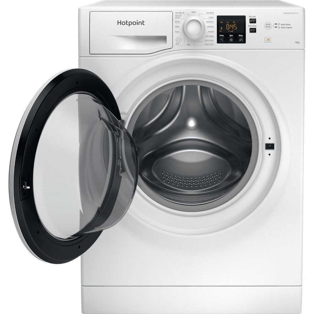 Hotpoint NSWM1045CWUKN 10Kg Washing Machine, 1400 rpm, 59.5cm Wide - White | Atlantic Electrics - 39478031876319 