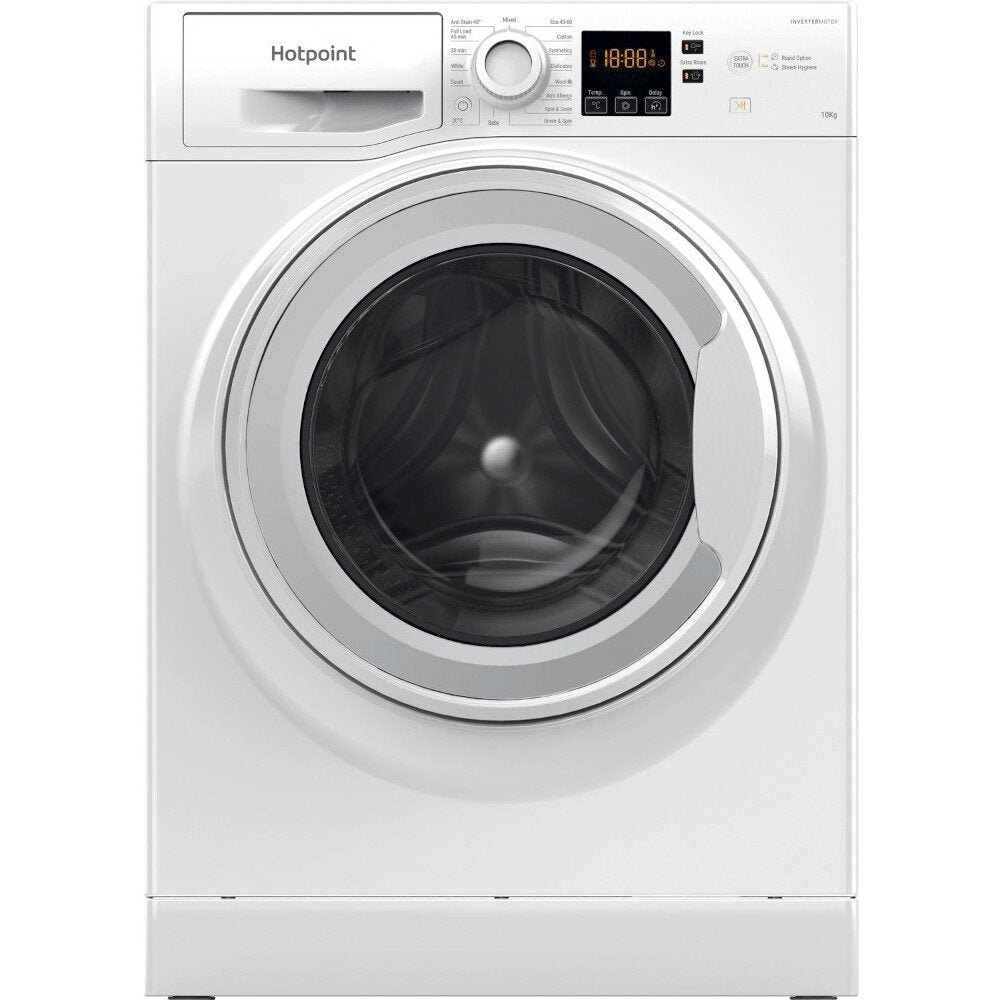Hotpoint NSWM1045CWUKN 10Kg Washing Machine, 1400 rpm, 59.5cm Wide - White | Atlantic Electrics - 39478031745247 