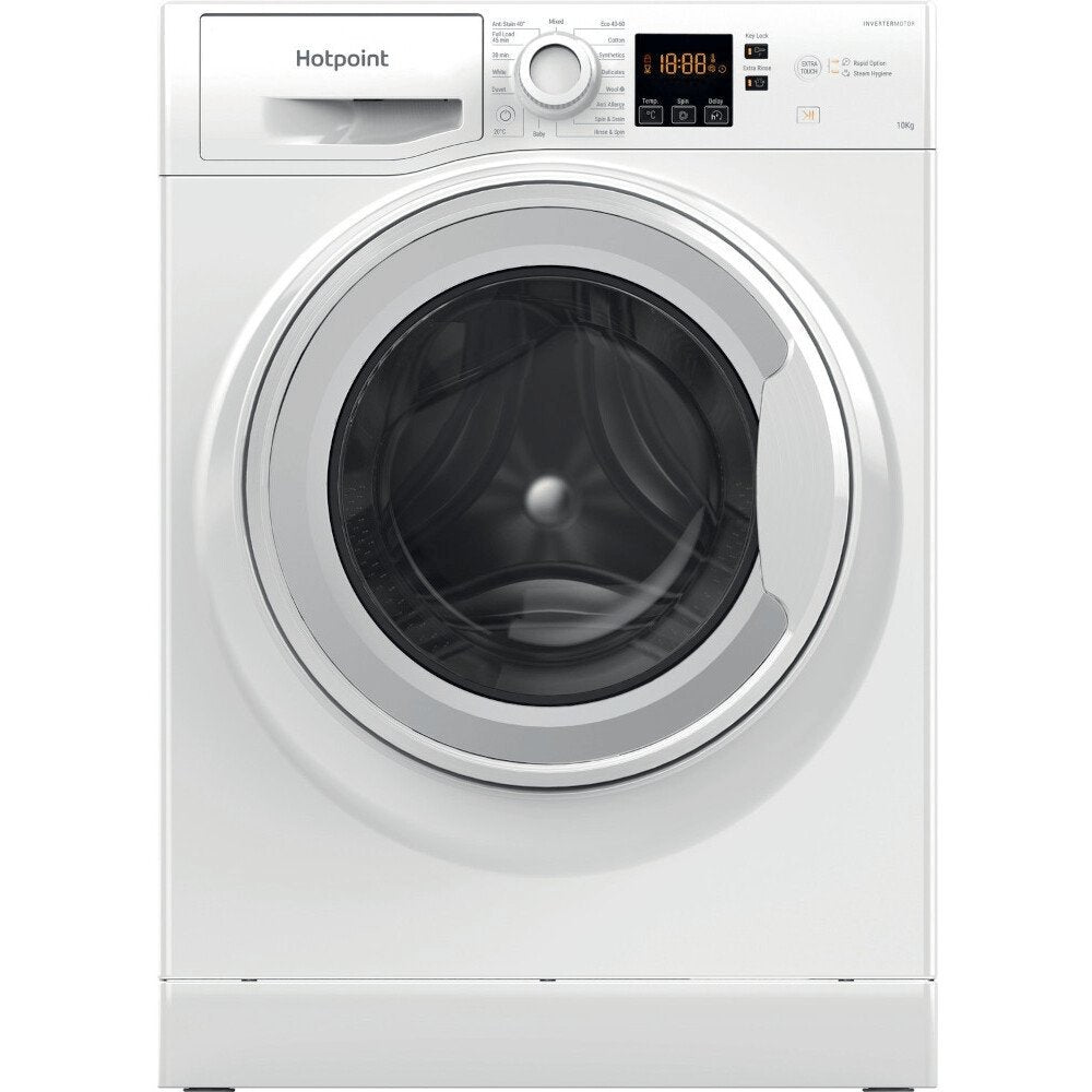 Hotpoint NSWM1045CWUKN 10Kg Washing Machine, 1400 rpm, 59.5cm Wide - White | Atlantic Electrics