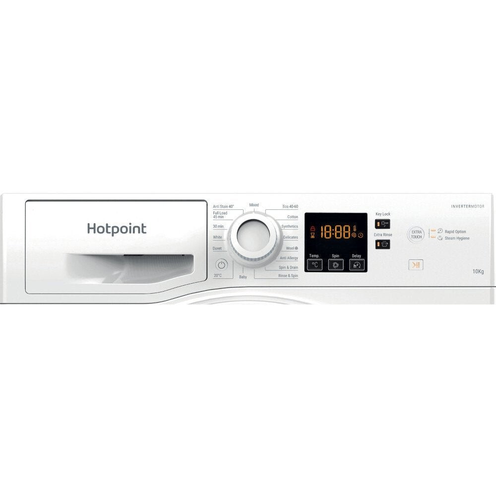 Hotpoint NSWM1045CWUKN 10Kg Washing Machine, 1400 rpm, 59.5cm Wide - White | Atlantic Electrics