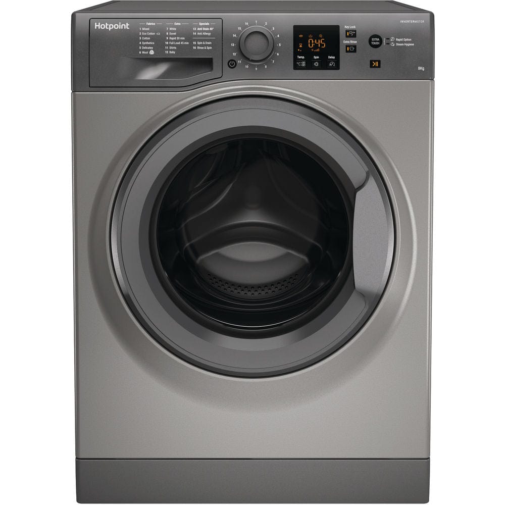 Hotpoint NSWM863CGG 8kg 1600rpm Freestanding Washing Machine - Graphite - Atlantic Electrics - 39478030336223 