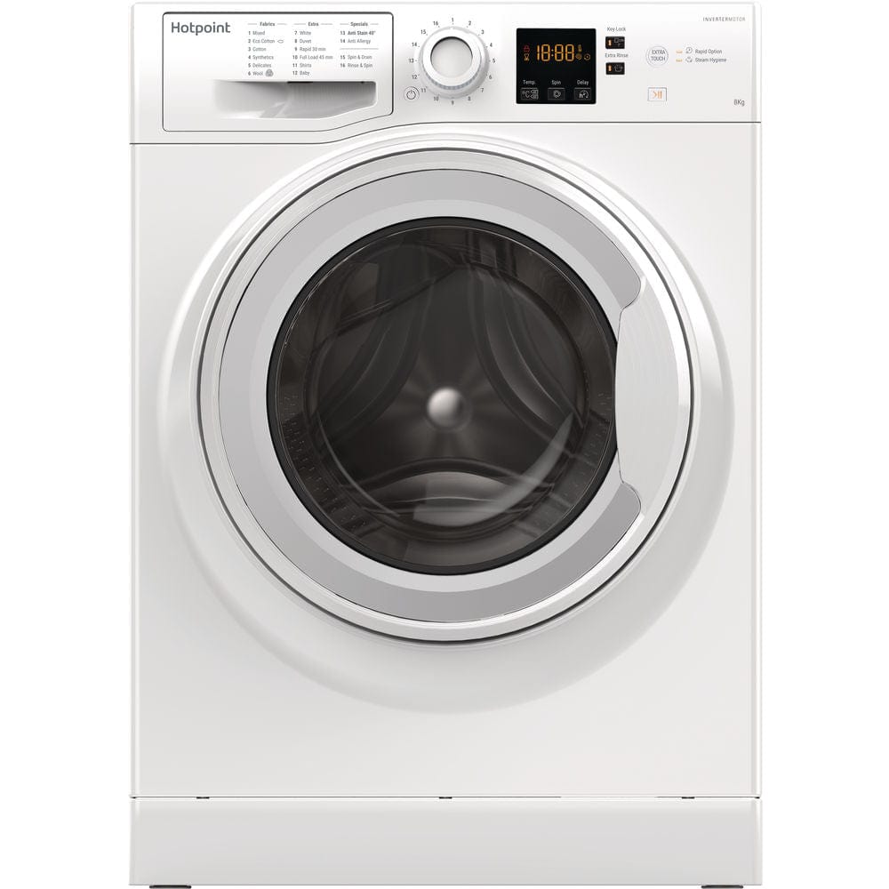 Hotpoint NSWM863CW 8kg 1600rpm Freestanding Washing Machine - White - Atlantic Electrics - 39478030532831 