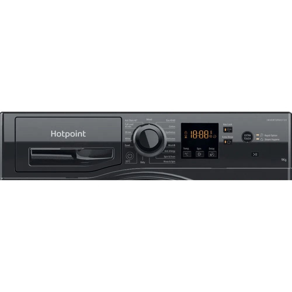 Hotpoint NSWM963CBS 9kg 1600rpm Freestanding Washing Machine - Black - Atlantic Electrics - 39478033416415 
