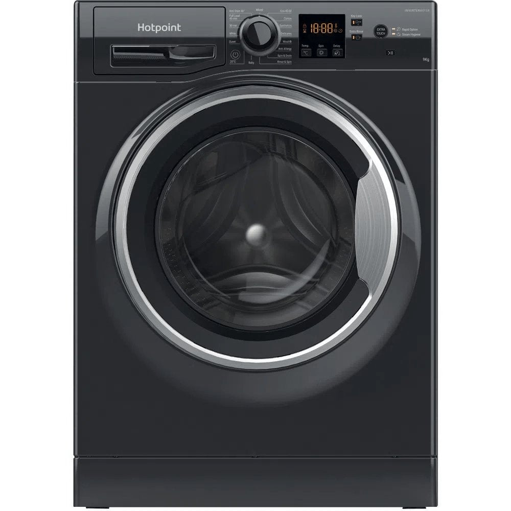 Hotpoint NSWM963CBS 9kg 1600rpm Freestanding Washing Machine - Black - Atlantic Electrics - 39478033219807 