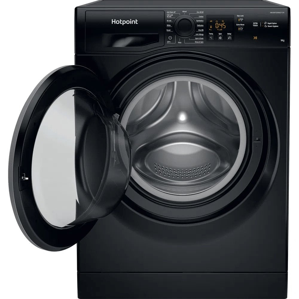 Hotpoint NSWM963CBS 9kg 1600rpm Freestanding Washing Machine - Black - Atlantic Electrics - 39478033350879 