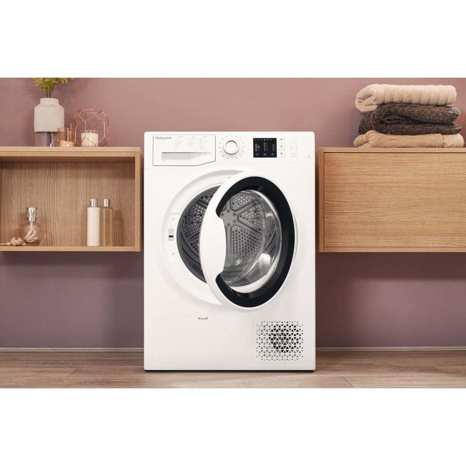 Hotpoint NTM1081WKUK 8Kg Heat Pump Tumble Dryer - White | Atlantic Electrics - 39478034268383 