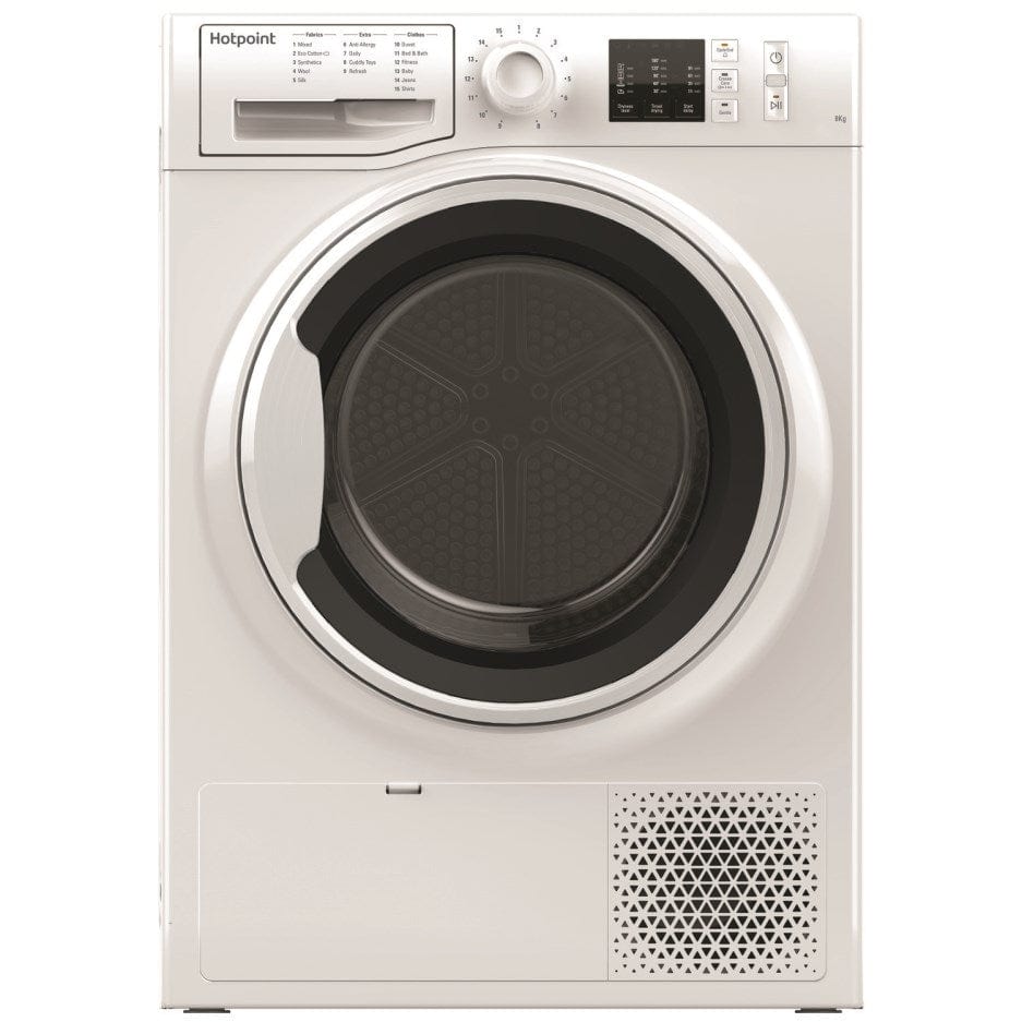 Hotpoint NTM1081WKUK 8Kg Heat Pump Tumble Dryer - White | Atlantic Electrics - 39478033940703 