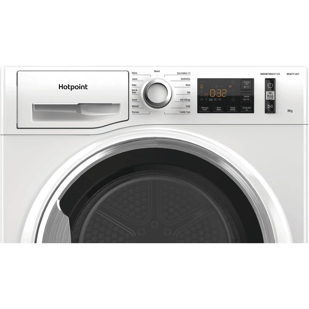 Hotpoint NTM118X3XB 8kg Load Heat Pump Tumble Dryer Class A++ White | Atlantic Electrics - 39478031581407 