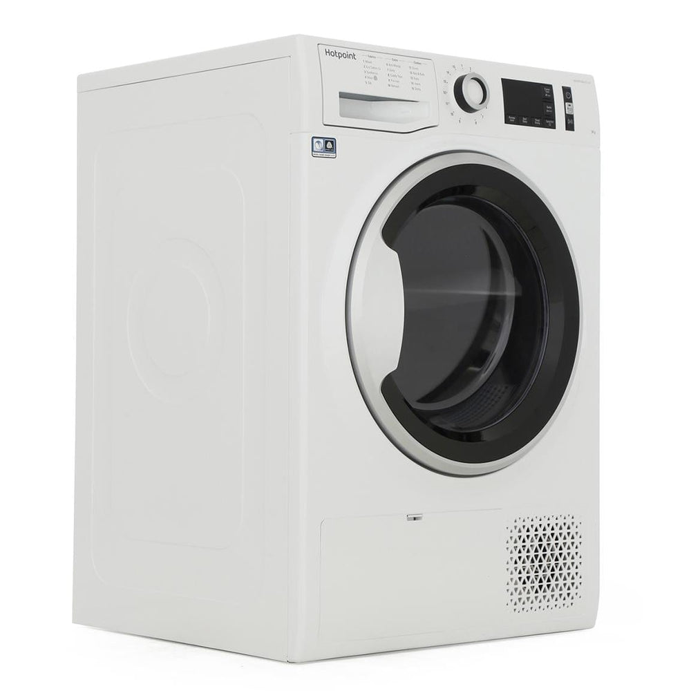 Hotpoint NTM1192SK 9kg Heat Pump Condenser Tumble Dryer A++ Rated - White - Atlantic Electrics - 39478033252575 