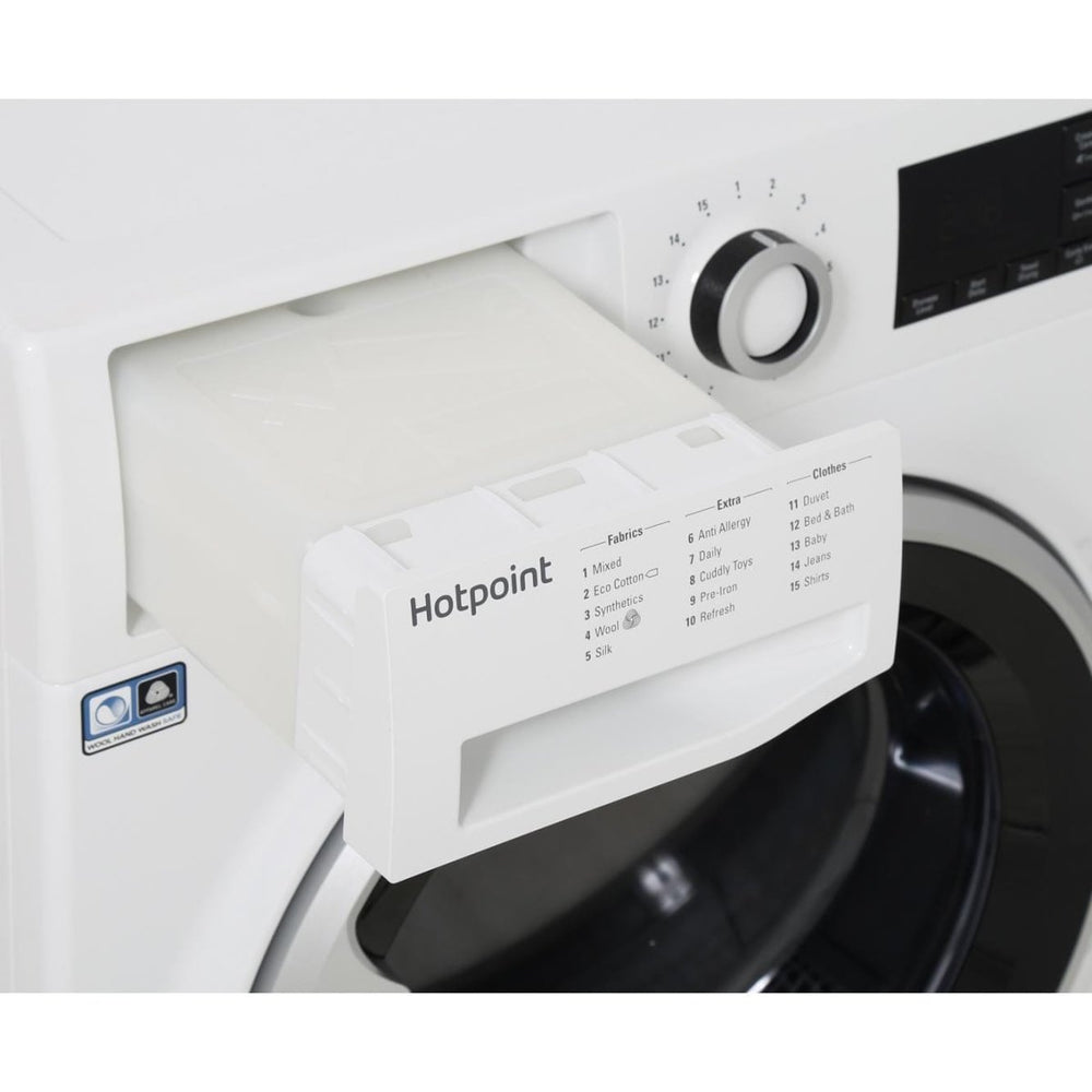 Hotpoint NTM1192SK 9kg Heat Pump Condenser Tumble Dryer A++ Rated - White - Atlantic Electrics - 39478033481951 