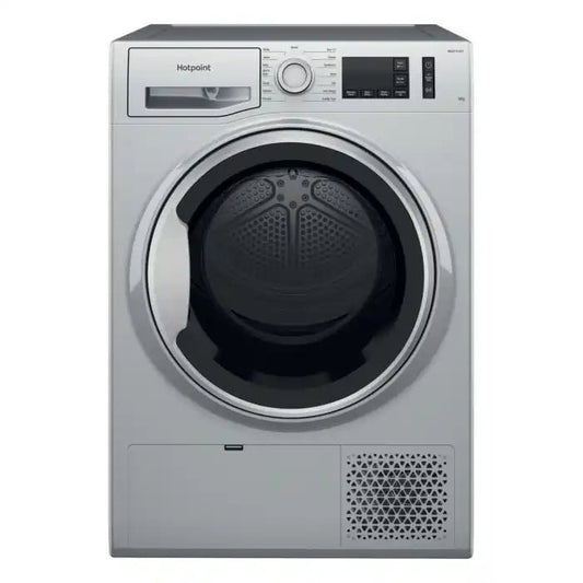 Hotpoint NTM1192SSK Freestanding 9kg Heat Pump Tumble Dryer in - Silver | Atlantic Electrics