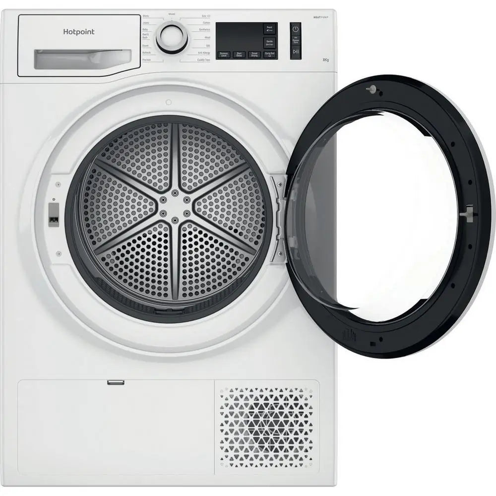 Hotpoint NTSM1182SKUK 8kg Heat Pump Condenser Dryer in White | Atlantic Electrics - 40333352468703 
