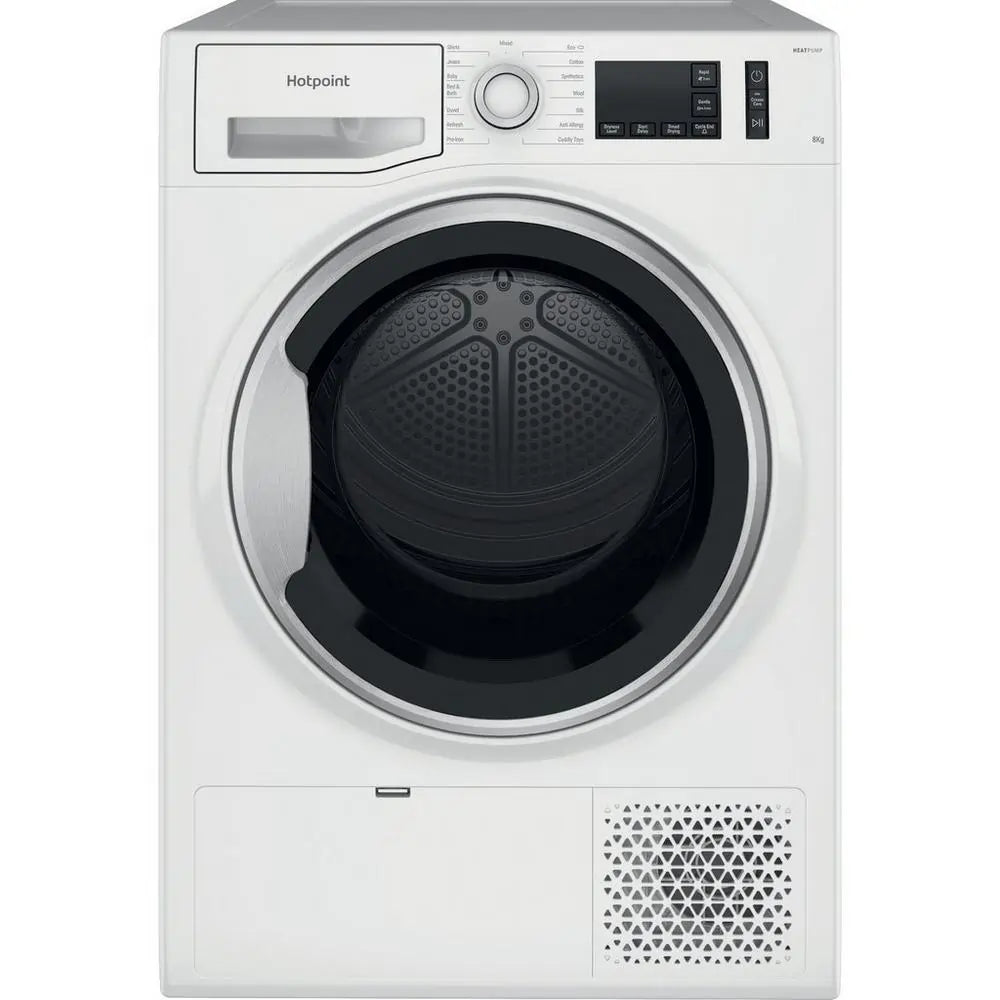 Hotpoint NTSM1182SKUK 8kg Heat Pump Condenser Dryer in White | Atlantic Electrics - 40333352435935 