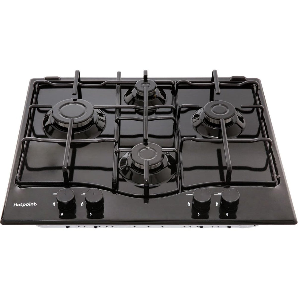 Hotpoint PCN642HBK 60cm Four Burner Gas Hob Black | Atlantic Electrics - 39478041837791 