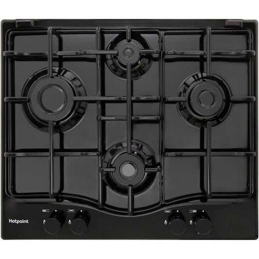 Hotpoint PCN642HBK 60cm Four Burner Gas Hob Black | Atlantic Electrics