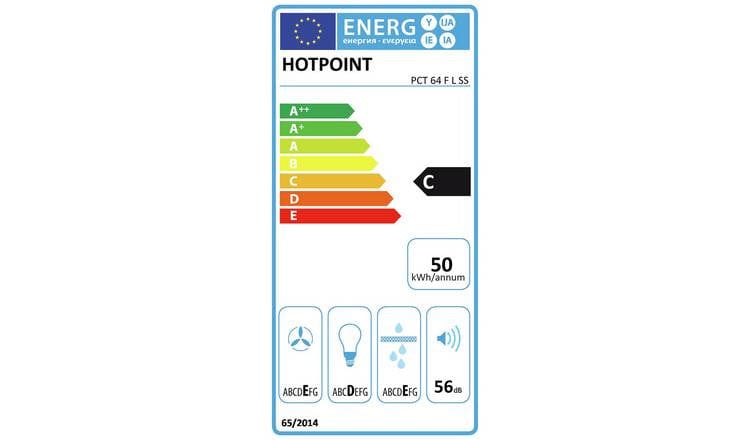 Hotpoint PCT64FLSS 53 cm Canopy Cooker Hood - Silver | Atlantic Electrics