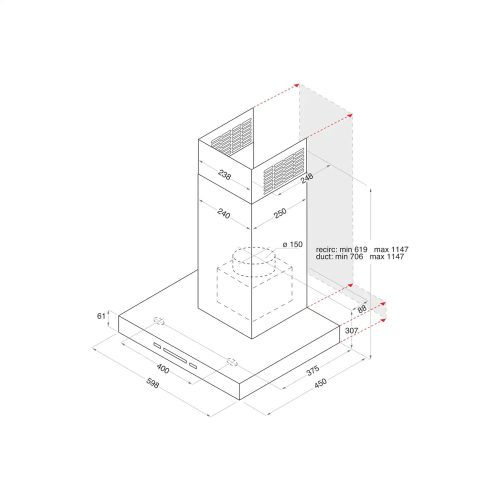 Hotpoint PHBS67FLLIX 60cm Shelf Style Chimney Cooker Hood - Stainless Steel | Atlantic Electrics - 40743675461855 