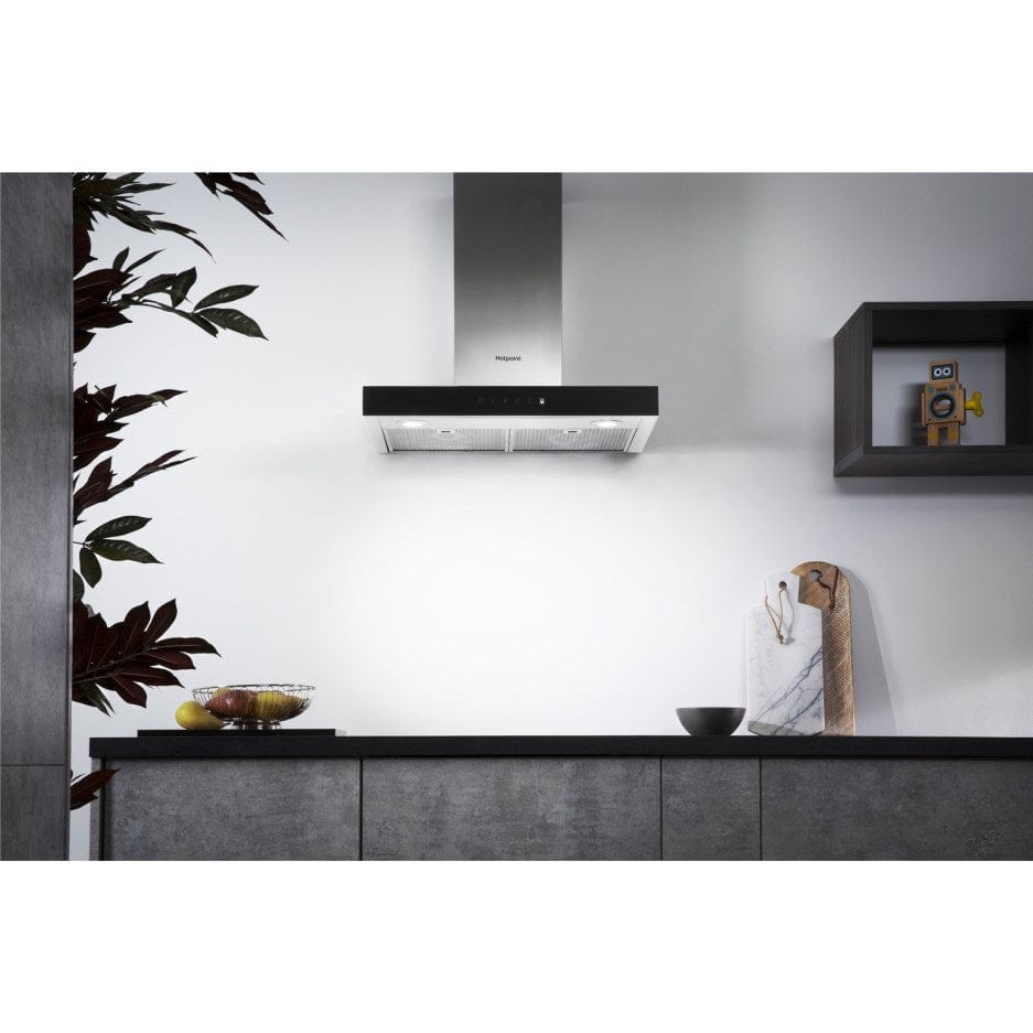 HOTPOINT PHBS68FLTIX Box Design Touch Control 60cm Chimney Cooker Hood Stainless Steel - Atlantic Electrics - 39478045540575 