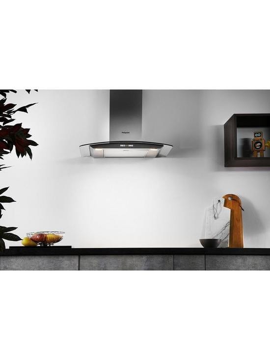 Hotpoint PHGC74FLMX 70cm Cooker Hood With Curved Glass Canopy - Stainless Steel | Atlantic Electrics - 39478040723679 